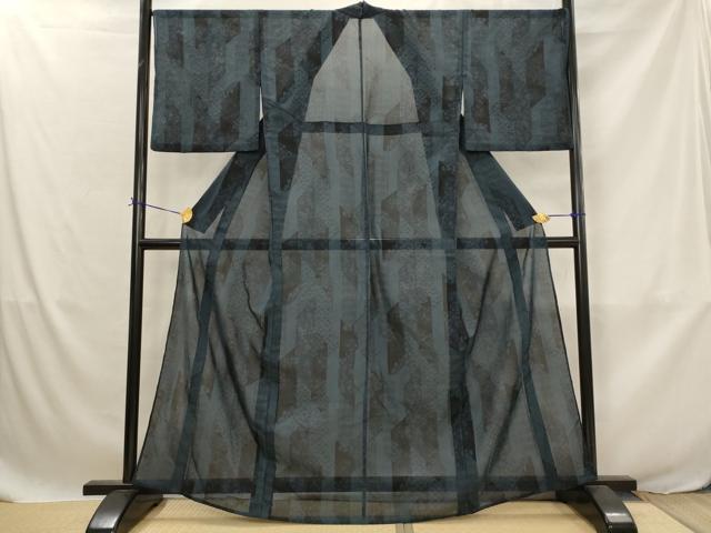 平和屋着物*夏物 小紋 紗 短冊花文 洗える着物 AABJ8871st