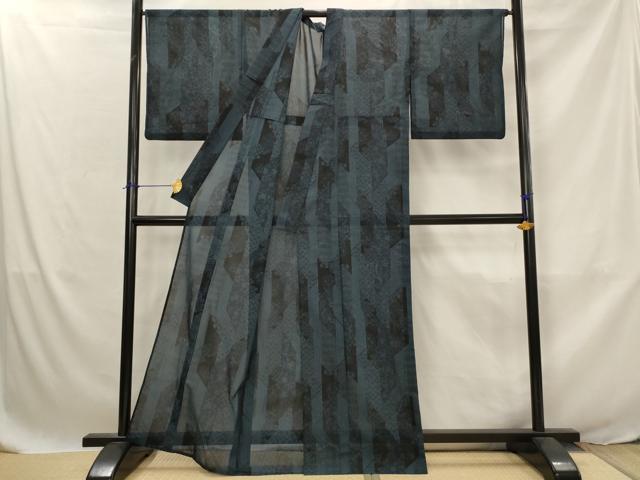 平和屋着物*夏物 小紋 紗 短冊花文 洗える着物 AABJ8871st