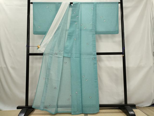 平和屋着物*夏物 小紋 絽 飛鳥文 洗える着物 AABJ8873st