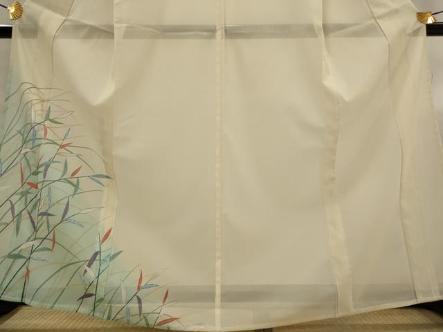 平和屋着物*夏物 訪問着 絽 草葉文 暈し染め 金彩 洗える着物 AABJ8874st