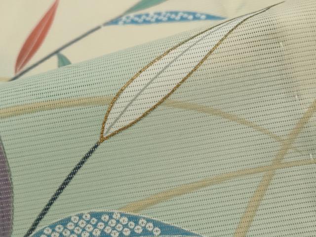 平和屋着物*夏物 訪問着 絽 草葉文 暈し染め 金彩 洗える着物 AABJ8874st