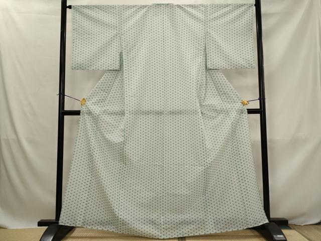 平和屋着物*夏物 小紋 絽 麻の葉文様 洗える着物 AABJ8876st
