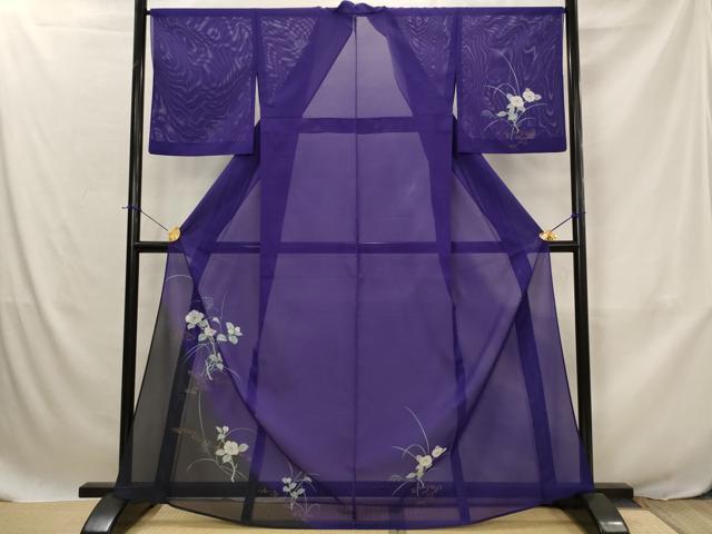 平和屋着物*夏物 訪問着 絽 枝花文 暈し染め 金彩 洗える着物 AABJ8878st