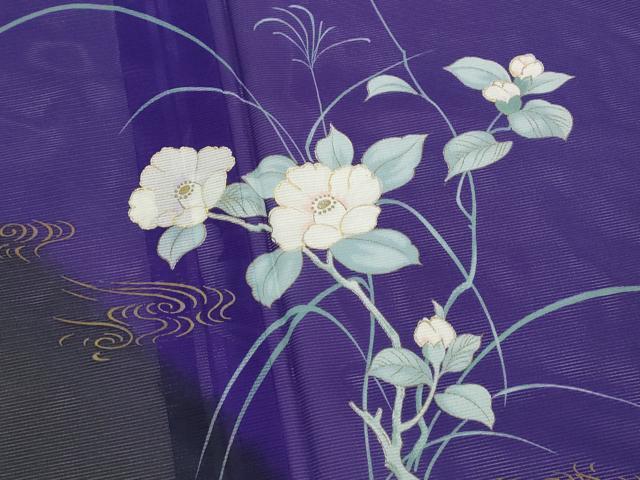 平和屋着物*夏物 訪問着 絽 枝花文 暈し染め 金彩 洗える着物 AABJ8878st
