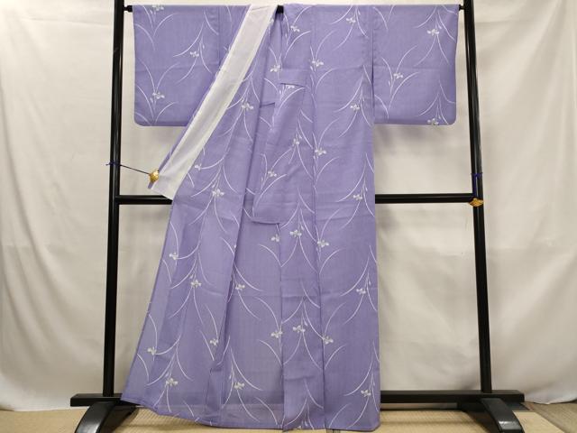 平和屋着物*夏物 小紋 絽 草花文 洗える着物 AABJ8879st