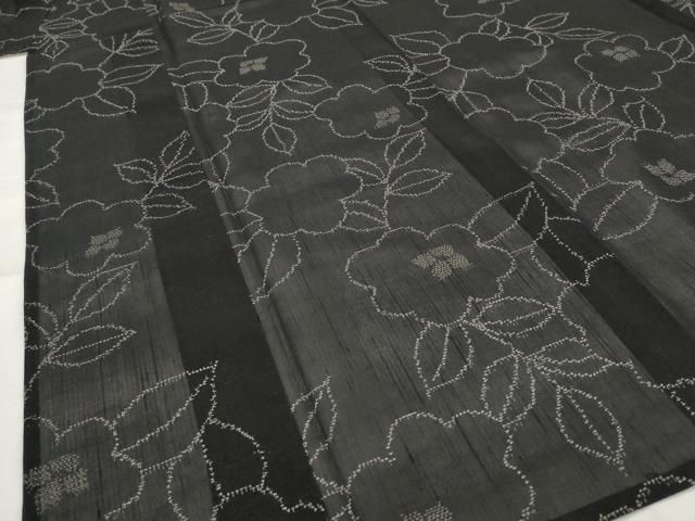 平和屋着物*夏物 紗紬 舞花文 黒地 正絹 逸品 AABJ8894st