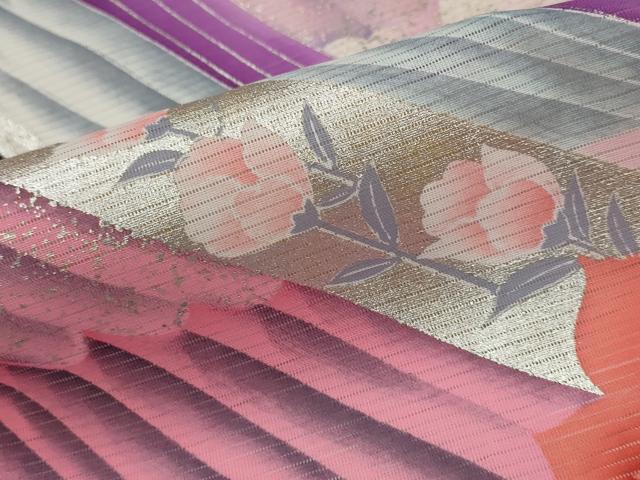 平和屋着物*夏物 黒留袖 絽 草花文 銀彩 洗える着物 AABJ8898st