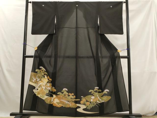 平和屋着物*夏物 黒留袖 絽 松竹梅 雉 金彩 洗える着物 AABJ8910st
