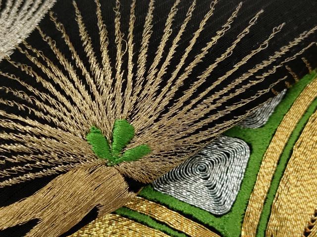 平和屋着物*夏物 黒留袖 絽 駒刺繍 花菱松文 金銀糸 洗える着物 AABJ8911st