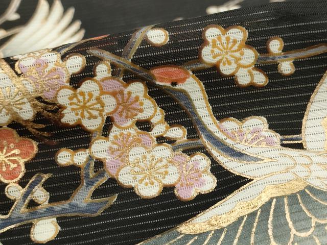 平和屋着物*夏物 黒留袖 絽 飛鶴花文 金彩 洗える着物 AABJ8912st