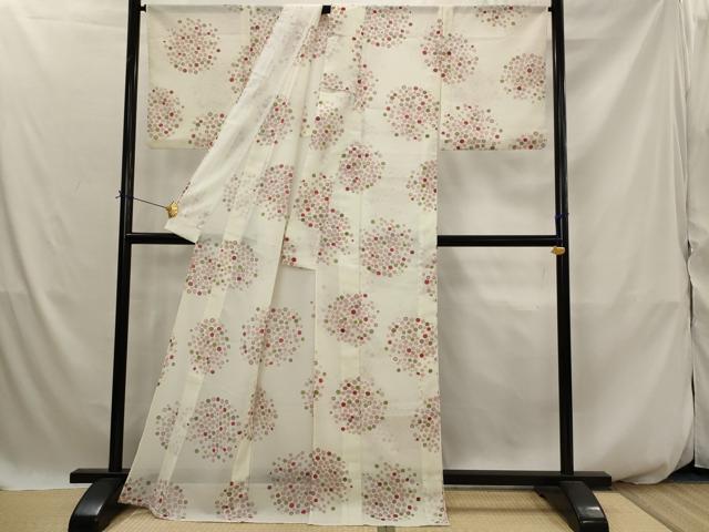 平和屋着物*夏物 小紋 紗 丸文 洗える着物 AABJ8914st