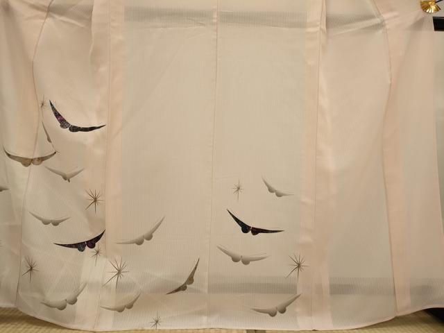 平和屋着物*夏物 訪問着 縦絽 舞蝶文 暈し染め 金彩 正絹 逸品 AABJ8917st