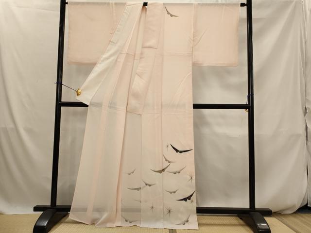 平和屋着物*夏物 訪問着 縦絽 舞蝶文 暈し染め 金彩 正絹 逸品 AABJ8917st