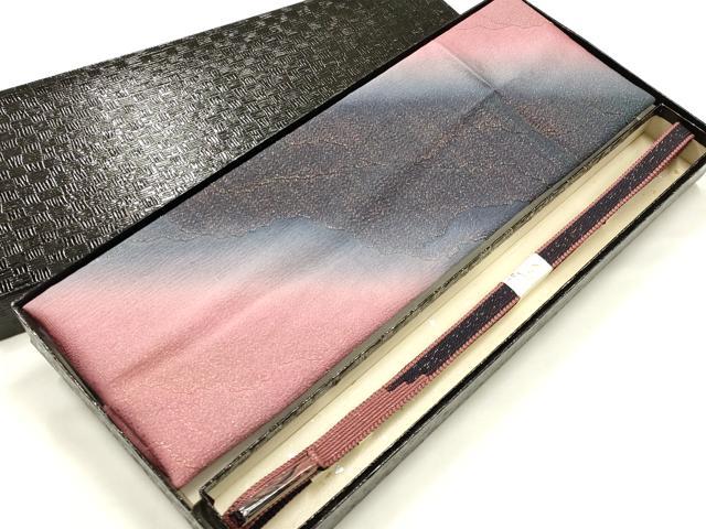 平和屋着物●和装小物 帯締め・帯揚げセット 平組 斜縞 金糸 暈し染め 逸品 未使用 AABJ8923ay