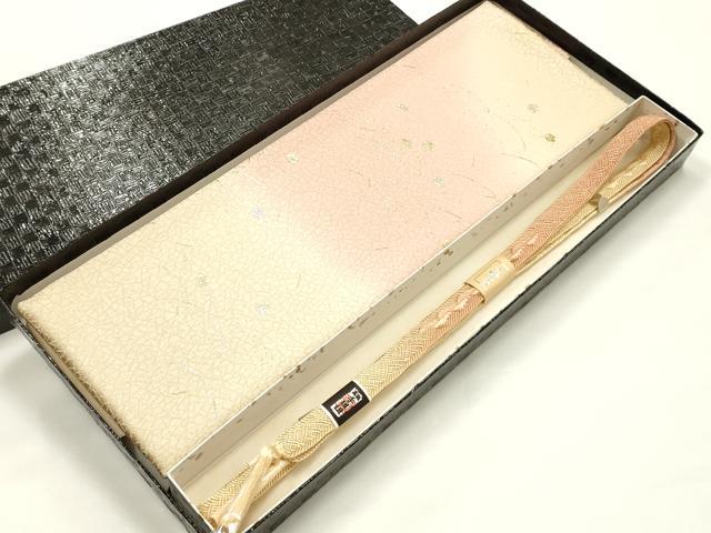 平和屋着物●和装小物 帯締め・帯揚げセット 笹浪組 芝花文 金銀彩 暈し染め 逸品 未使用 AABJ8928ay