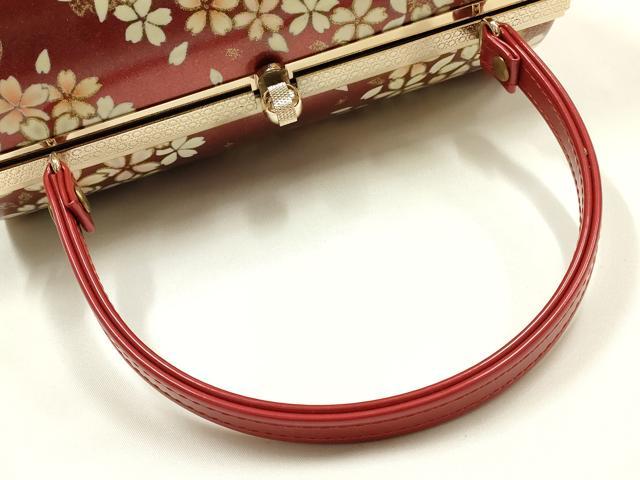 平和屋着物▼和装小物 和装バッグ 振袖用 ハンドバッグ エナメル 舞花文 桜 金彩 暈し 逸品 AABJ8934ay