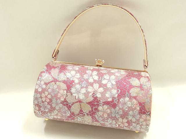 平和屋着物▼和装小物 和装バッグ 振袖用 ハンドバッグ 舞花文 桜 銀糸 逸品 AABJ8937ay