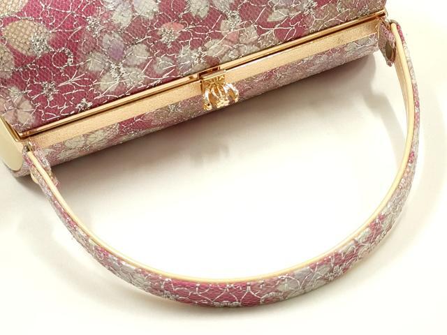 平和屋着物▼和装小物 和装バッグ 振袖用 ハンドバッグ 舞花文 桜 銀糸 逸品 AABJ8937ay