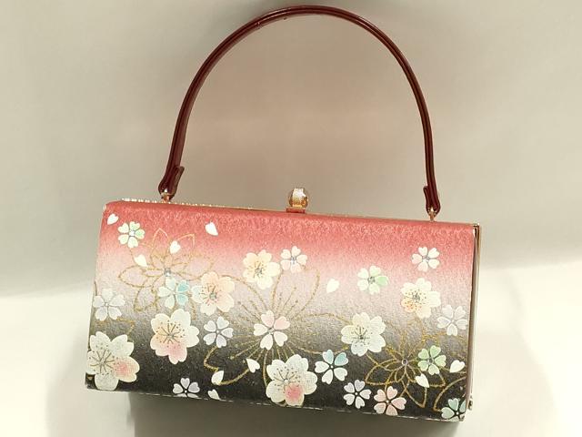 平和屋着物▼和装小物 和装バッグ 振袖用 ハンドバッグ 舞花文 金糸 銀通し地 暈し ラインストーン 逸品 AABJ8938ay