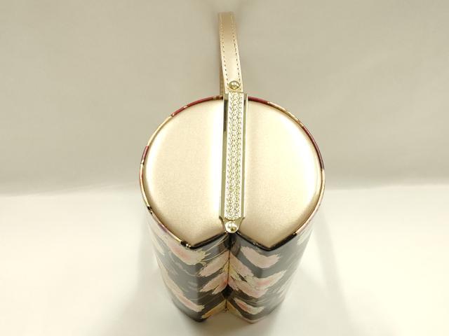 平和屋着物▼和装小物 和装バッグ 振袖用 ハンドバッグ エナメル 舞花文 金彩 暈し 逸品 AABJ8940ay