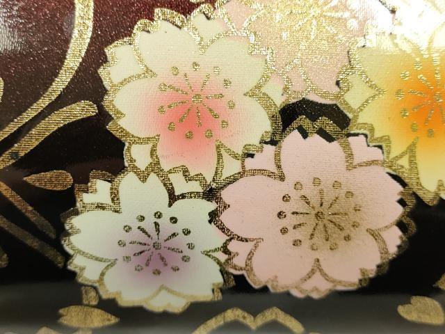 平和屋着物▼和装小物 和装バッグ 振袖用 ハンドバッグ エナメル 舞花文 金彩 暈し 逸品 AABJ8940ay