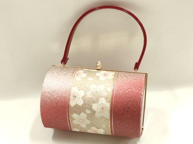 平和屋着物▼和装小物 和装バッグ 振袖用 ハンドバッグ 舞花文 金彩 暈し ラインストーン 逸品 AABJ8941ay