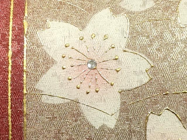 平和屋着物▼和装小物 和装バッグ 振袖用 ハンドバッグ 舞花文 金彩 暈し ラインストーン 逸品 AABJ8941ay