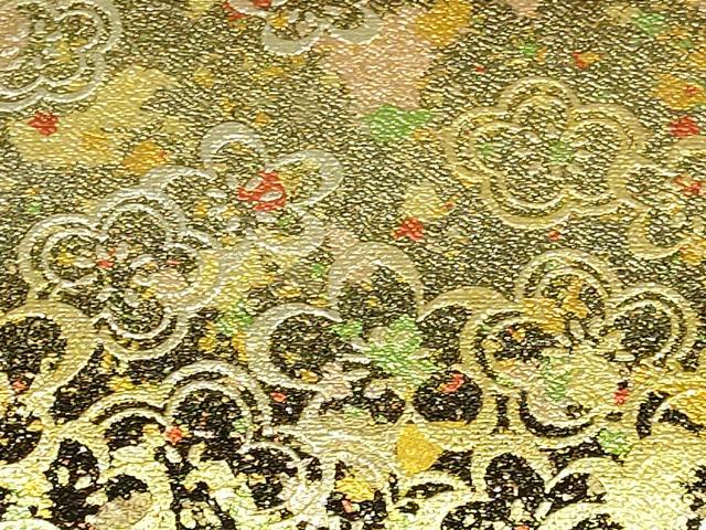 平和屋着物▼和装小物 和装バッグ 振袖用 ハンドバッグ エナメル 舞花文 金銀彩 逸品 AABJ8942ay