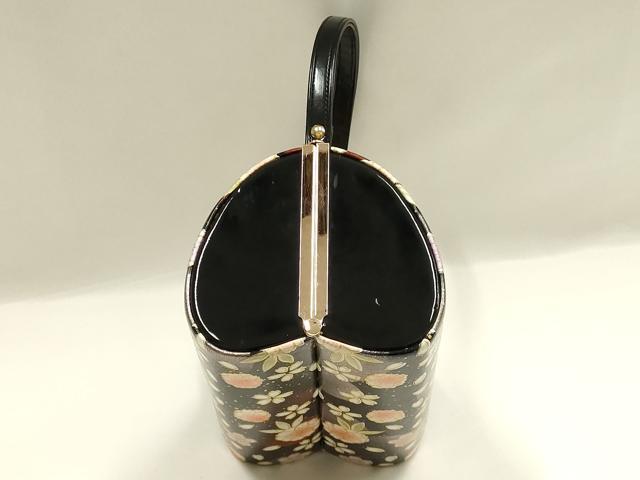 平和屋着物▼和装小物 和装バッグ 振袖用 ハンドバッグ エナメル 舞花文 金彩 逸品 AABJ8946ay