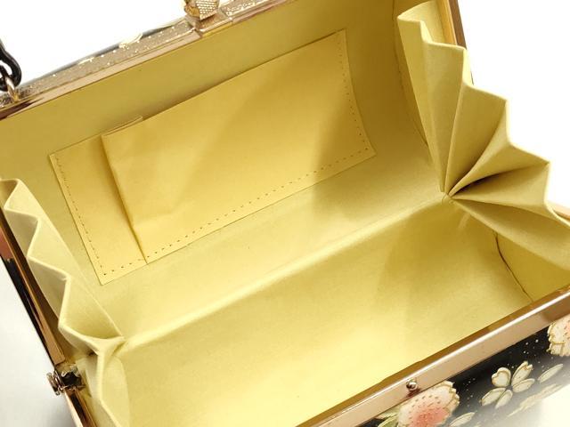 平和屋着物▼和装小物 和装バッグ 振袖用 ハンドバッグ エナメル 舞花文 金彩 逸品 AABJ8946ay