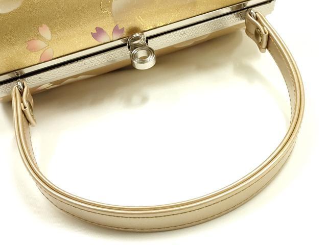 平和屋着物▼和装小物 和装バッグ 振袖用 ハンドバッグ エナメル 舞花文 桜 金彩 暈し 逸品 AABJ8947ay