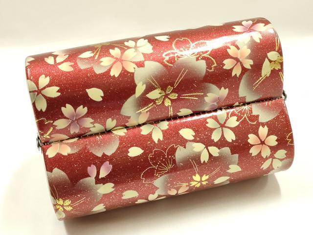 平和屋着物▼和装小物 和装バッグ 振袖用 ハンドバッグ エナメル 舞花文 桜 金彩 暈し 逸品 AABJ8947ay