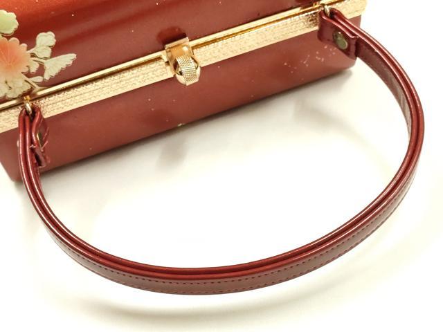 平和屋着物▼和装小物 和装バッグ 振袖用 ハンドバッグ エナメル 草花文 金彩 暈し 逸品 AABJ8948ay