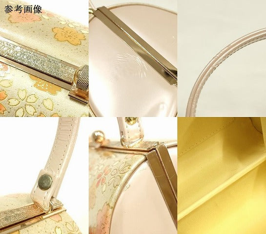 平和屋着物▼和装小物 和装バッグ 振袖用 ハンドバッグ エナメル 舞花文 金彩 逸品 AABJ8951ay