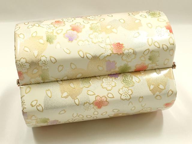平和屋着物▼和装小物 和装バッグ 振袖用 ハンドバッグ エナメル 舞花文 桜 金彩 暈し 逸品 AABJ8952ay