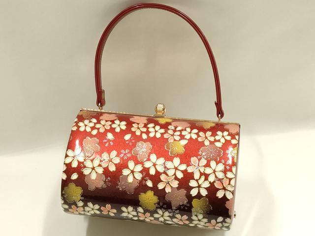 平和屋着物▼和装小物 和装バッグ 振袖用 ハンドバッグ MICHELE MARTUCCI エナメル 舞花文 桜 金彩 暈し 逸品 AABJ8953ay
