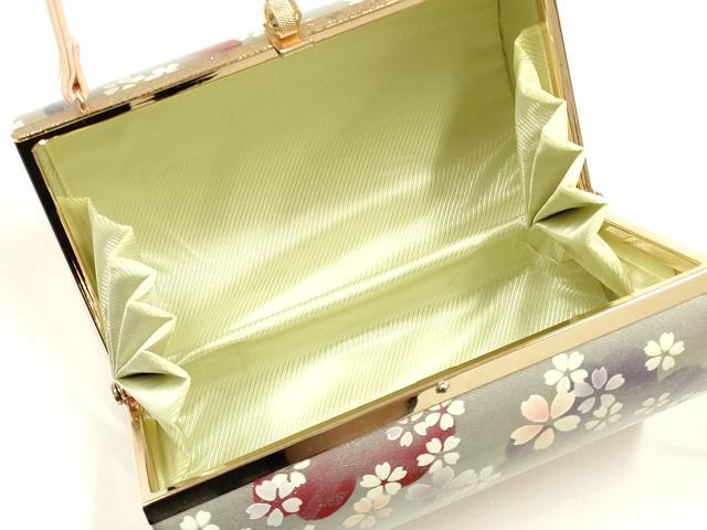 平和屋着物▼和装小物 和装バッグ 振袖用 ハンドバッグ エナメル 舞花文 銀彩 暈し 逸品 AABJ8954ay