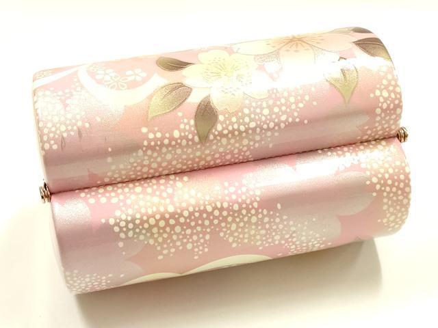 平和屋着物▼和装小物 和装バッグ 振袖用 ハンドバッグ エナメル 舞花文 桜 金彩 暈し 逸品 AABJ8959ay