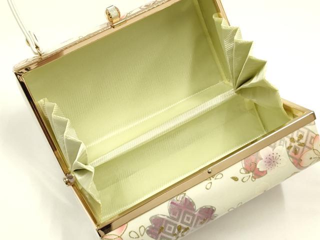 平和屋着物▼和装小物 和装バッグ 振袖用 ハンドバッグ エナメル 舞花文 桜 金彩 逸品 AABJ8960ay