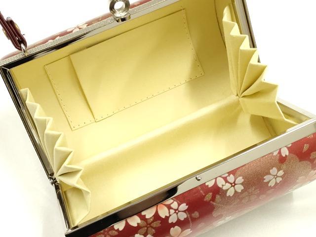 平和屋着物▼和装小物 和装バッグ 振袖用 ハンドバッグ エナメル 舞花文 桜 金彩 暈し 逸品 AABJ8961ay