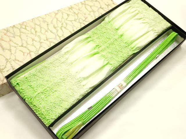 平和屋着物●和装小物 帯締め・帯揚げセット 平組 柄絞り 麻の葉 暈し染め 逸品 未使用 AABJ8971ay