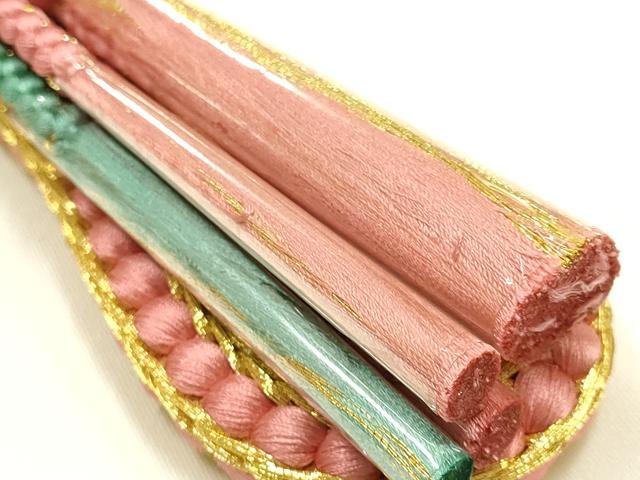 平和屋本店●和装小物 振袖用帯締め・帯揚げセット 総絞り 花柄 金糸 金彩 逸品 未使用 AABJ8989ay