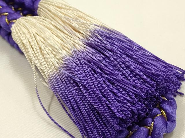 平和屋本店●和装小物 振袖用帯締め・帯揚げセット 装飾 舞蝶花文 金糸 金彩 暈し染め 撚り房 逸品 未使用 AABJ8995ay