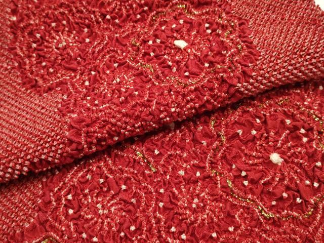 平和屋本店●和装小物 振袖用帯締め・帯揚げセット 総絞り 花柄 金糸 金彩 撚り房 逸品 AABJ9000ay