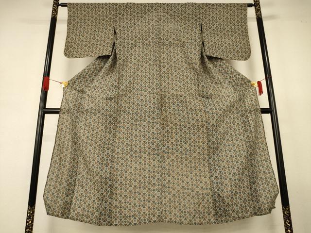 平和屋着物*夏物 小千谷ちぢみ 幾何学文様 正絹 麻 逸品 AABJ9006jd