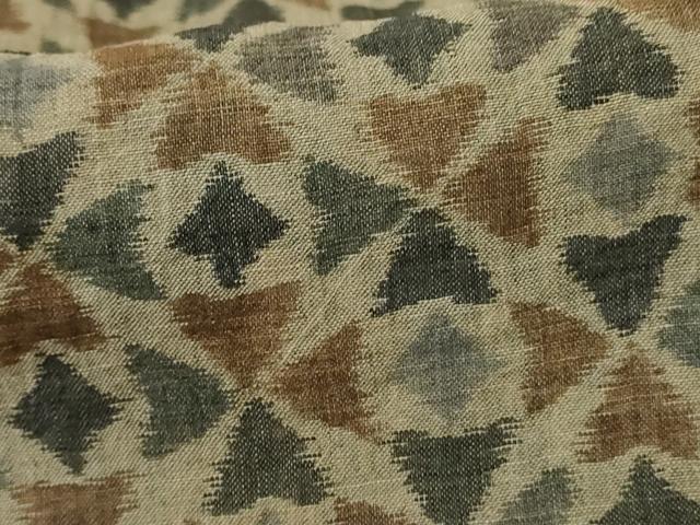 平和屋着物*夏物 小千谷ちぢみ 幾何学文様 正絹 麻 逸品 AABJ9006jd