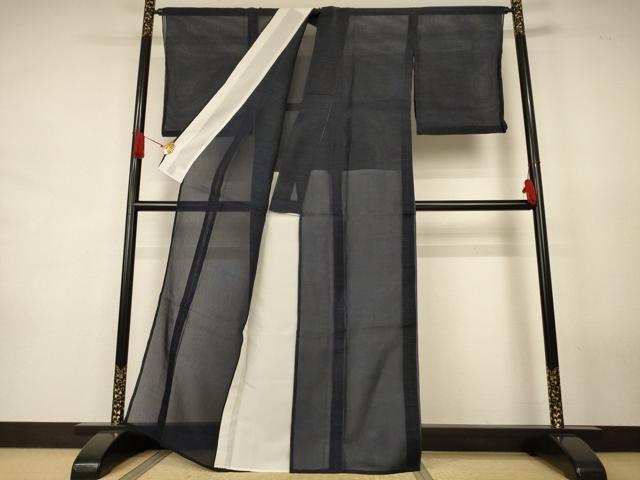 平和屋着物*夏物 色無地 紗 藍鉄色 AABJ9007jd