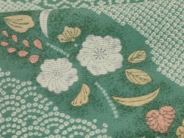 平和屋着物*夏物 小紋 絽 草花文 洗える着物 AABJ9009jd