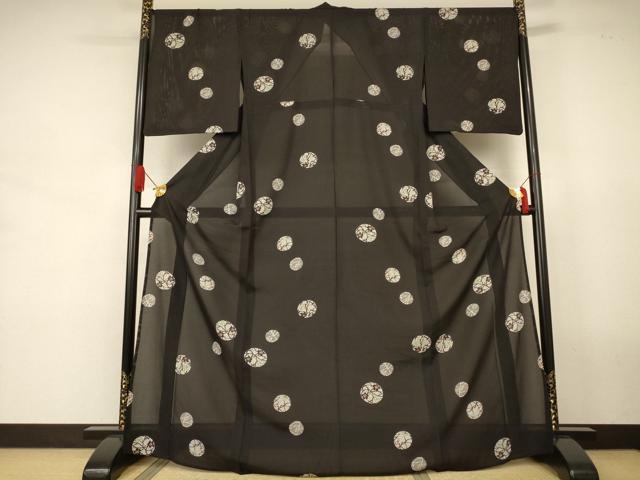 平和屋着物*夏物 小紋 絽 枝花文 ロング丈 正絹 逸品 AABJ9017jd