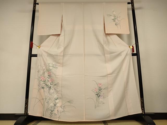 平和屋着物*夏物 訪問着 縦絽 手描き 草花文 暈し染め 正絹 逸品 AABJ9025jd